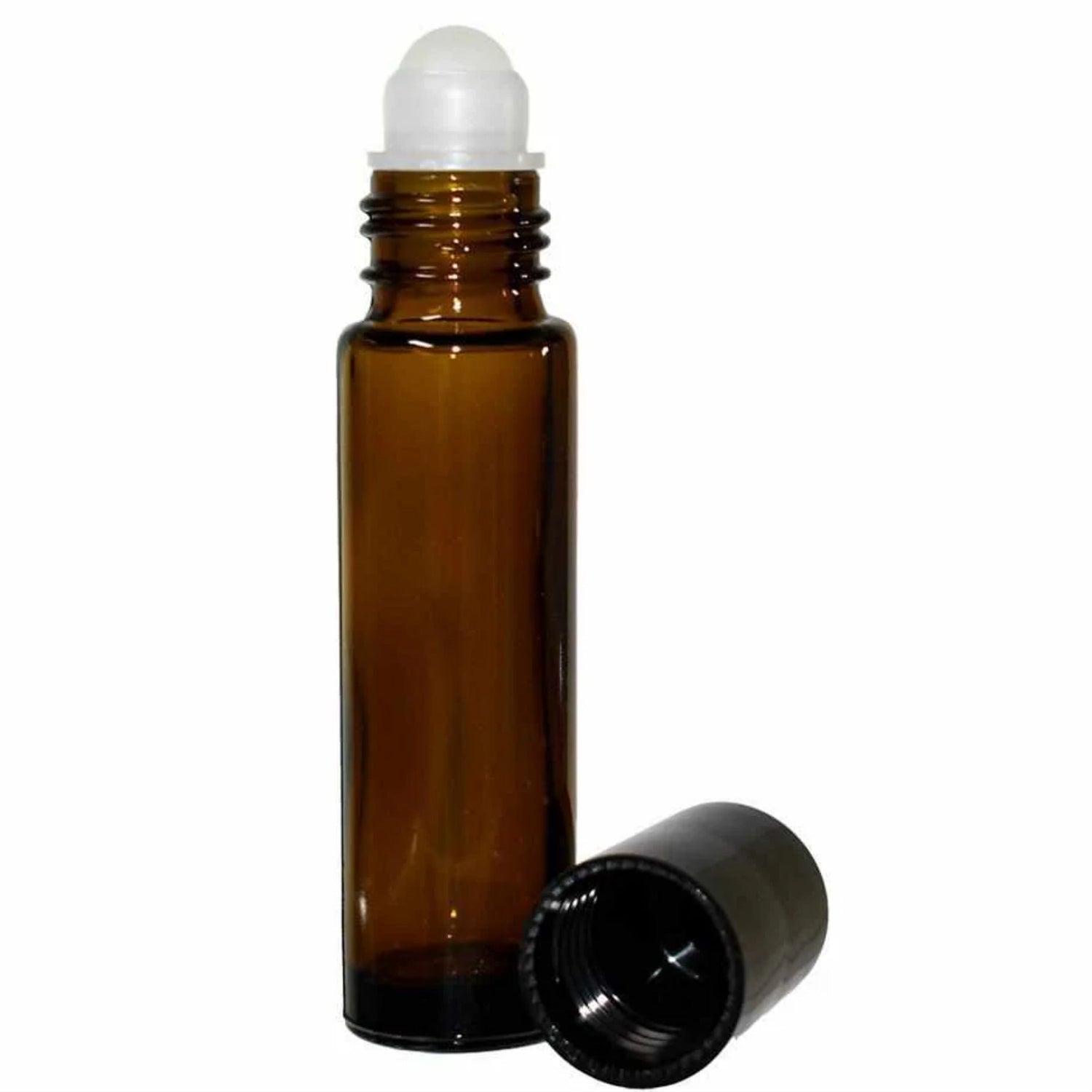 Roll-on applicator, amber glass, black cap, 10 ml