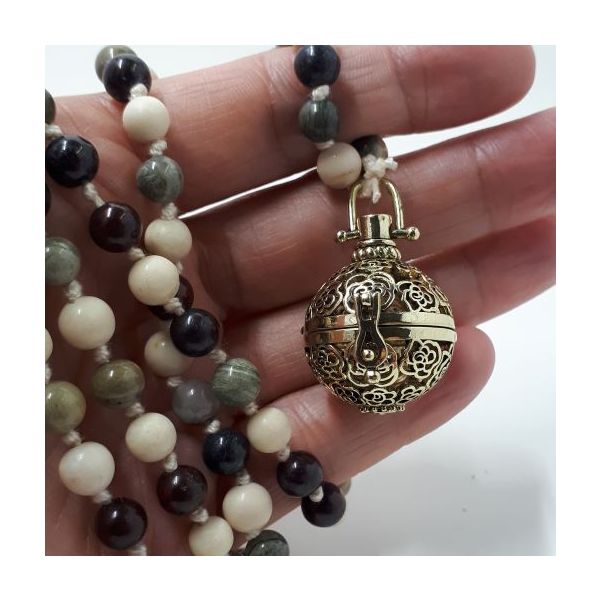 Mala Diffuser, natural gemstones, handmade, Gold - Diffuser Jewelry - Diffusion